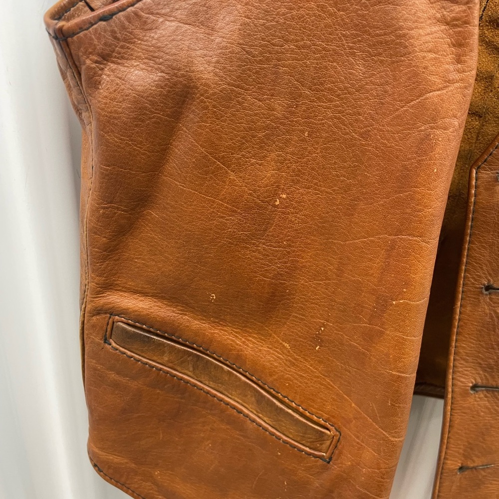 Vintage Men’s Tan Leather Vest - Picture 3 of 16